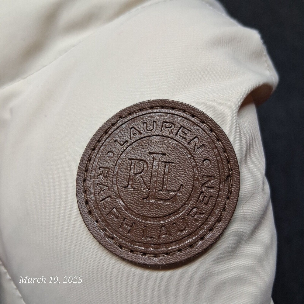 Lauren Ralph Lauren Down Filled Parka Jacket Women Sz Medium Creme Hooded - Picture 8 of 11